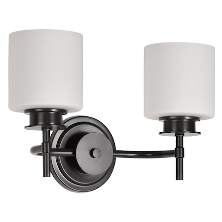 Nuvo Warren - 2 Light Vanity - Gun Metal with Satin White Glass 60/8032